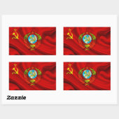 旧共産主義ソ連の旗の生地 長方形シール (シート)