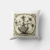 旧北ドイツのタイル、ヴィンテージセラミックタイル クッション (裏面)