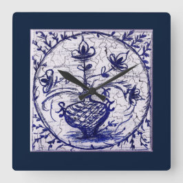 旧北ドイツのタイル、ヴィンテージセラミックタイル スクエア壁時計