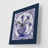 旧北ドイツのタイル、ヴィンテージセラミックタイル スクエア壁時計 (傾斜)