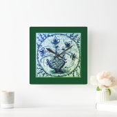 旧北ドイツ瓦、ヴィンテージ瓦 スクエア壁時計 (ホーム)