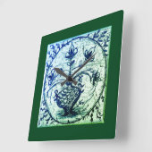 旧北ドイツ瓦、ヴィンテージ瓦 スクエア壁時計 (傾斜)