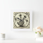 旧北ドイツ瓦、ヴィンテージ瓦 スクエア壁時計 (ホーム)