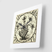 旧北ドイツ瓦、ヴィンテージ瓦 スクエア壁時計 (傾斜)