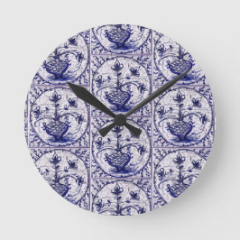 旧北ドイツ瓦、ヴィンテージ陶瓦 ラウンド壁時計