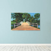 旧北橋のミニッツマン像のビュー キャンバスプリント (インサイチュ (ウッドフロア))