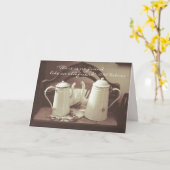 "旧友"ヴィンテージコーヒー/ティーポットの友情 カード (黄色い花)