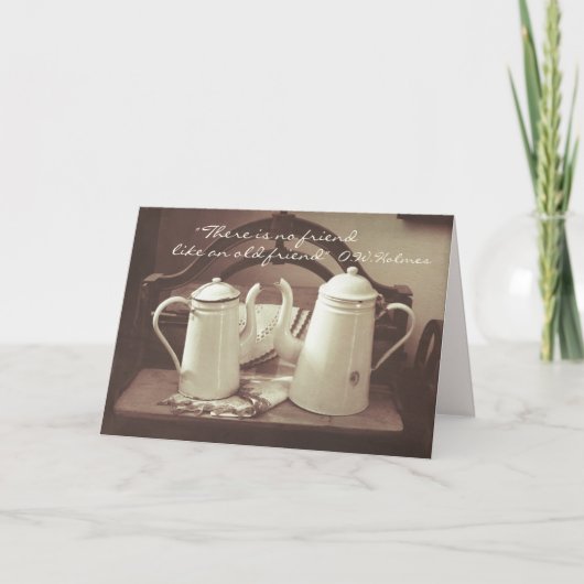 "旧友"ヴィンテージコーヒー/ティーポットの友情 カード (正面)