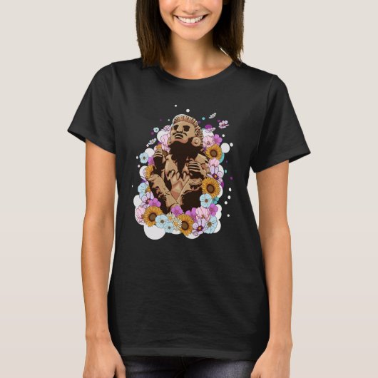 旧古代マヤアステカン彫刻 Tシャツ (正面)
