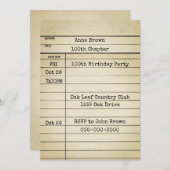 旧図書館カード100歳の誕生日パーティー 招待状 (正面/裏面)