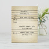 旧図書館カード40歳の誕生日パーティー 招待状 (スタンド正面)