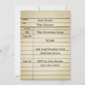 旧図書館カード78歳の誕生日パーティー 招待状 (正面)