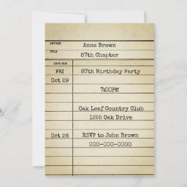 旧図書館カード87歳の誕生日パーティー 招待状