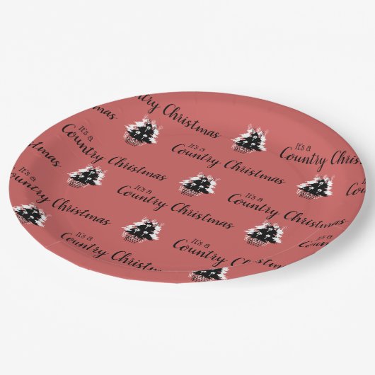 旧国ファッションドのクリスマスツリー赤 ペーパープレート (アングル)