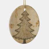 旧地図クリスマスツリー セラミックオーナメント (右)