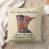 旧地図愛がミネソタに住む州の形をした写真 クッション (ブランケット)