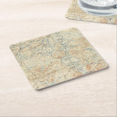 旧地形図から上部サラナク湖詳細 スクエアペーパーコースター (アングル)