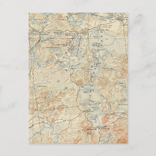 旧地形図から上部サラナク湖詳細 ポストカード (正面)