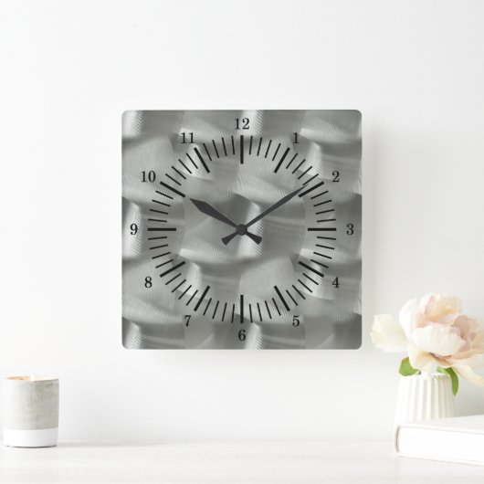 旧学校シミュレートつや消しアルミニウム スクエア壁時計 (ホーム)