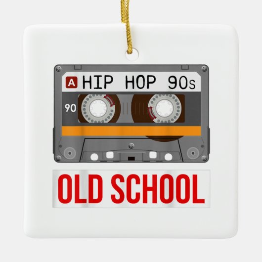 旧学校ヒップホップカセットテープラップの愛好家 セラミックオーナメント (正面)
