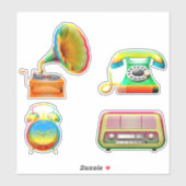 旧学校絞り染めヴィンテージレトロ電話記録 シール (シート)