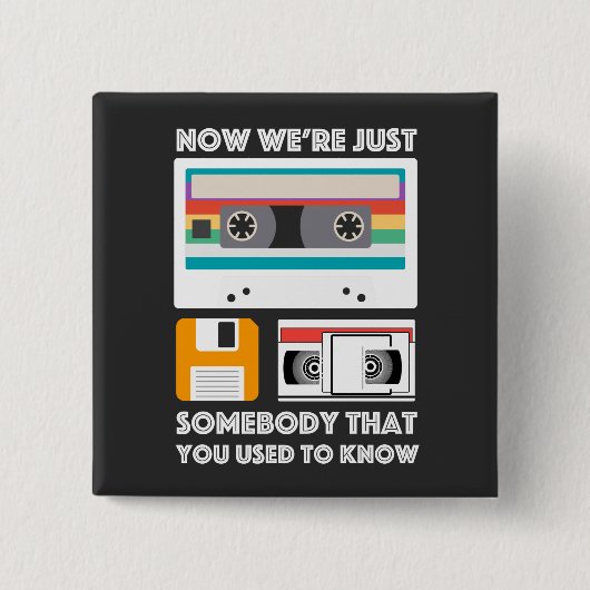 旧学術ガジェット愛好家のための – VHS，カセット 缶バッジ (正面)