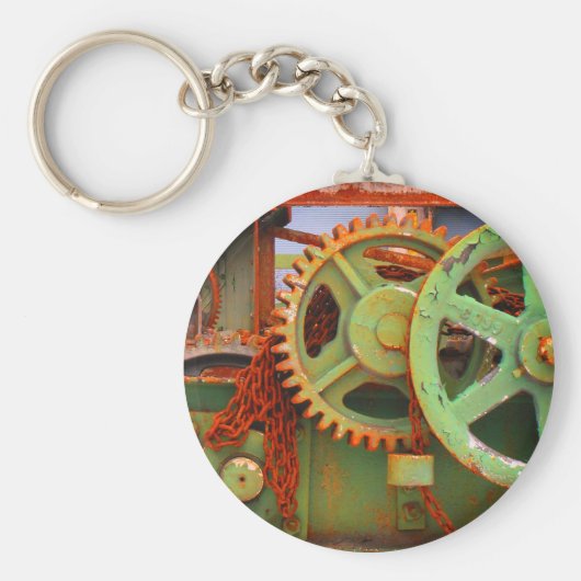 旧工場の機械ギアホイールヴューハル キーホルダー (正面)