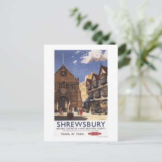 旧市庁舎ビュー英国鉄道ポスター ポストカード (スタンド正面)