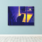 旧市街で夜の猫 キャンバスプリント (インサイチュ (ウッドフロア))