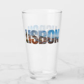 旧市街のパノラマビューで構成されたリスボン文字 タンブラーグラス (裏面)