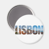 旧市街のパノラマビューで構成されたリスボン文字 マグネット (正面/裏面)