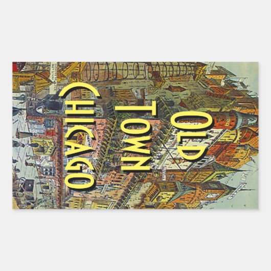 旧市街シカゴヴィンテージ旅行荷物シール 長方形シール (正面)