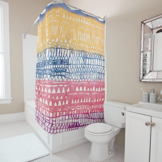 旧市街ポール・クレーカラフルファインアート シャワーカーテン (インサイチュ)