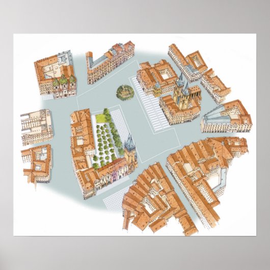 旧市街広場。プラハチェコ ポスター (正面)