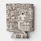 旧市街：手描きシームレスパターン 缶クーラー (裏面)