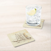 旧帆船スケッチ スクエアペーパーコースター (インサイチュ)