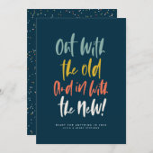 旧年賀状を持ってカラフルに出掛ける シーズンカード (正面/裏面)