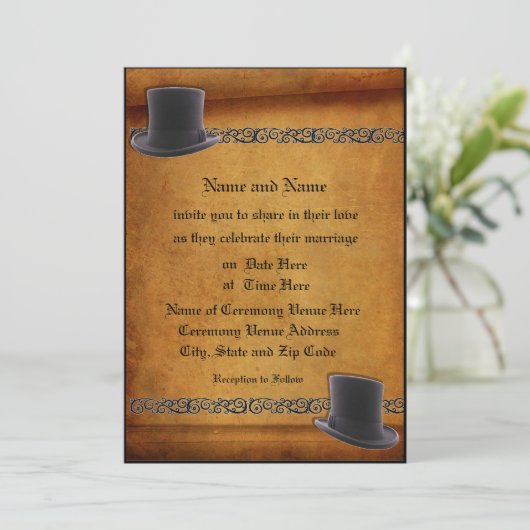 旧式でカスタムで陽気な結婚式招待状 招待状 (スタンド正面)
