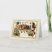 旧式でビクトリアンなクリスマスの子供の円形踊り シーズンカード (正面)