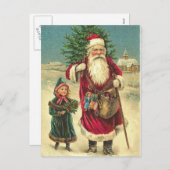 旧式でビクトリアンなサンタの木の郵便はがき シーズンポストカード (正面/裏面)