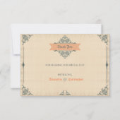 旧式でビクトリアンなスタイルのヴィンテージの結婚は感謝していしています サンキューカード (正面)