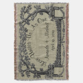 旧式でフランスのな木フレームのパーソナライズな結婚式 スローブランケット (正面縦)