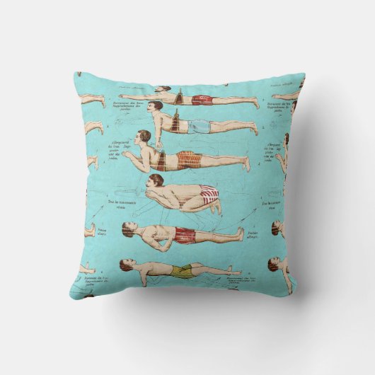 旧式でフランスのな水泳の学校を泳ぐ方法 クッション (裏面)