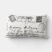 旧式でフランスのな郵便はがきはパリの枕を押します ランバークッション (裏面)