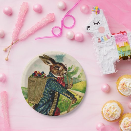 旧式で博識なイースターウサギのピクニックプレート ペーパープレート (パーティー)