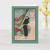 旧式で日本のな武士の芸術 カード (黄色い花)