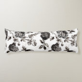 旧式で白く及び黒い植物の花のToile ボディピロー (正面)