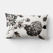 旧式で白く及び黒い植物の花のToile No.2 ランバークッション (裏面)