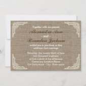 旧式で素朴な国のバーラップのレース 招待状 (裏面)