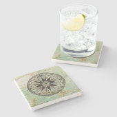 旧式で航海のなコンパス及び地図の大理石のコースター ストーンコースター (横)